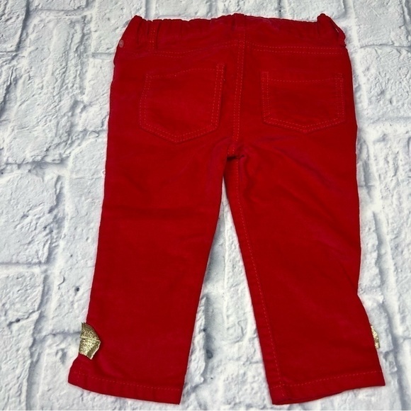 Red velvet pants with gold bows size 12 months - Picture 2 of 6